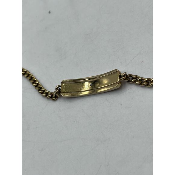 MICHAEL KORS MK Logo Plaque Yellow Gold Tone Stainless Steel Adjustable Bracelet - Picture 10 of 13